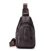 Crocodile Pattern Men's Genuine Leather Single Shoulder Chest, Top Layer Cowhide Crossbody Bag, Trendy Men's Front Shoulder Bag