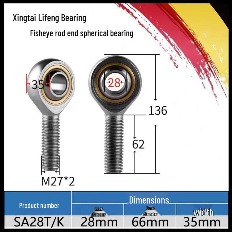 SA/SI/SAL/SIL Internal Thread Rod End Joint Bearing – Sizes 5, 6, 8, 10, 12 T/K External Thread