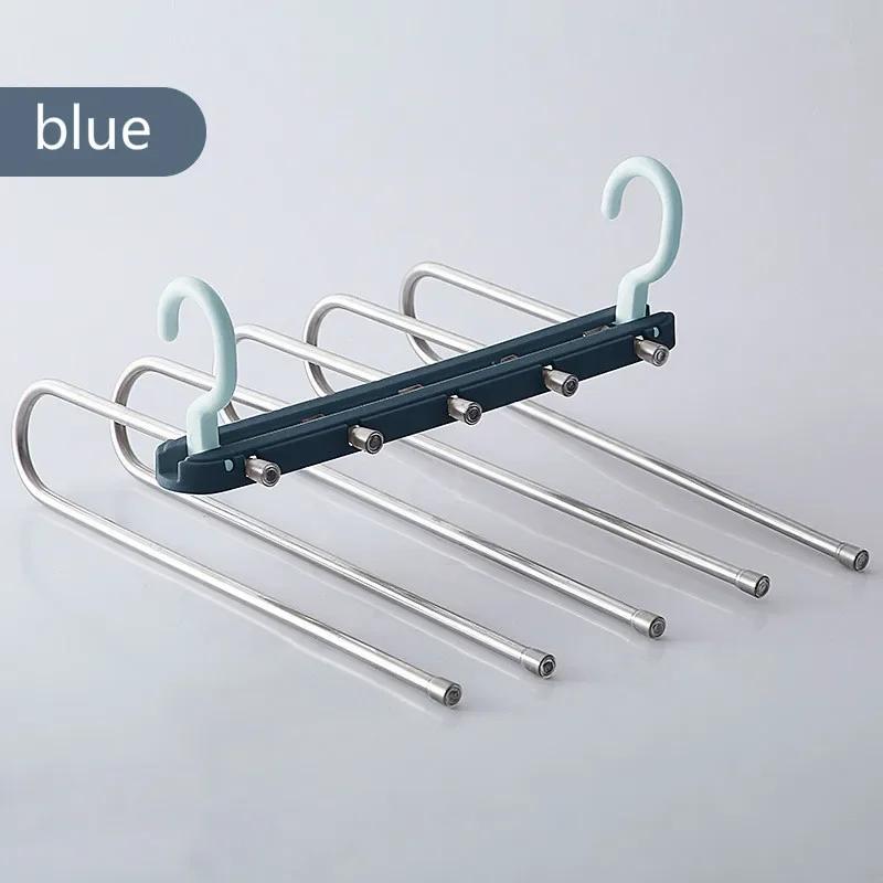 Domácí vícevrstvý stojan Multifunkční skládací věšák na kalhoty Šatní nerezový věšák Protiskluzové kalhoty Teleskopické úložiště