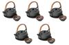 Set of 5 Black Glazed Round Teapots X 6cm Teapots Made In China by Setomonohonpo [11 (320cc)]