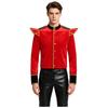 Stand Collar Long Sleeve Velvet Jacket with Gold Trim and Shoulder Boards for Men Circus Ringmaster Halloween Carnival Costume
