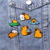 6pcs Cute Cartoon Capybara Brooch Creative Animal Duck Alloy Lapel Pin Badge Backpack Clothing Hat Accessories