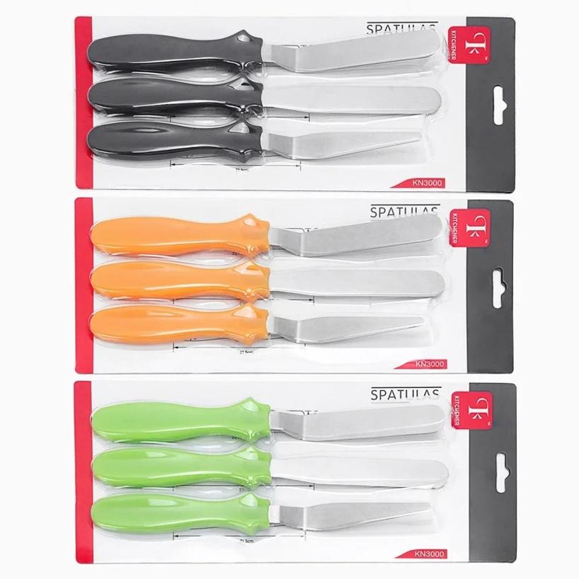 3 Pcs/Set Cream Spatula Cake Stripper Scraper Stainless Steel Trowel Set Baking Tools