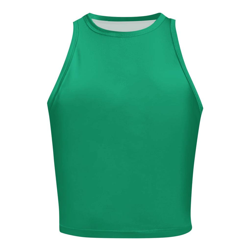 Tanktop für Damen, lässig, ärmellos, für den Sommer, modisch, Rundhalsausschnitt, einfarbig, T-Shirt, Tanktops