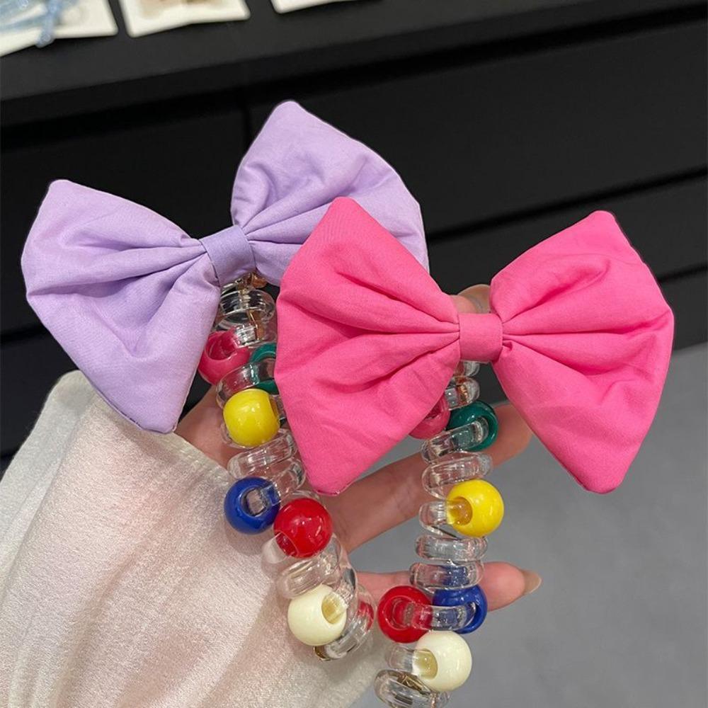 

Милый бант-узел, телефонная линия, петля для волос, высокая эластичная пузырчатая коса, повязка на голову для девочек