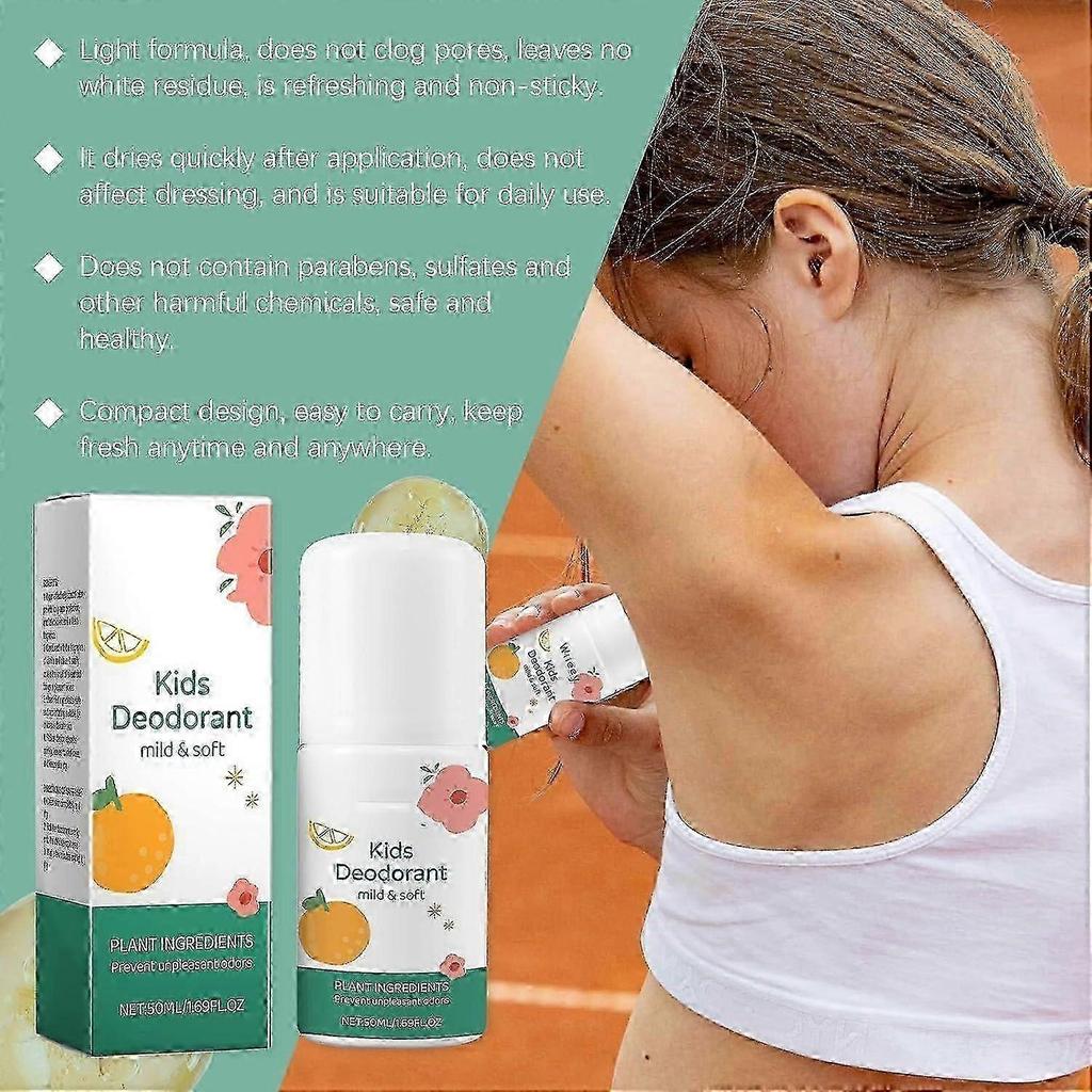 1-3X Natural Deodorant For Kids & Teens, Kids Whole Body Deodorant Odor Protection 50ml