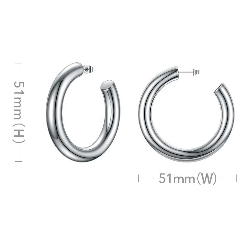 High Quality Fashion Stainless Steel Jewelry Sliver Round Hollow Tube Does Not Fade Hoop Earrings E201172