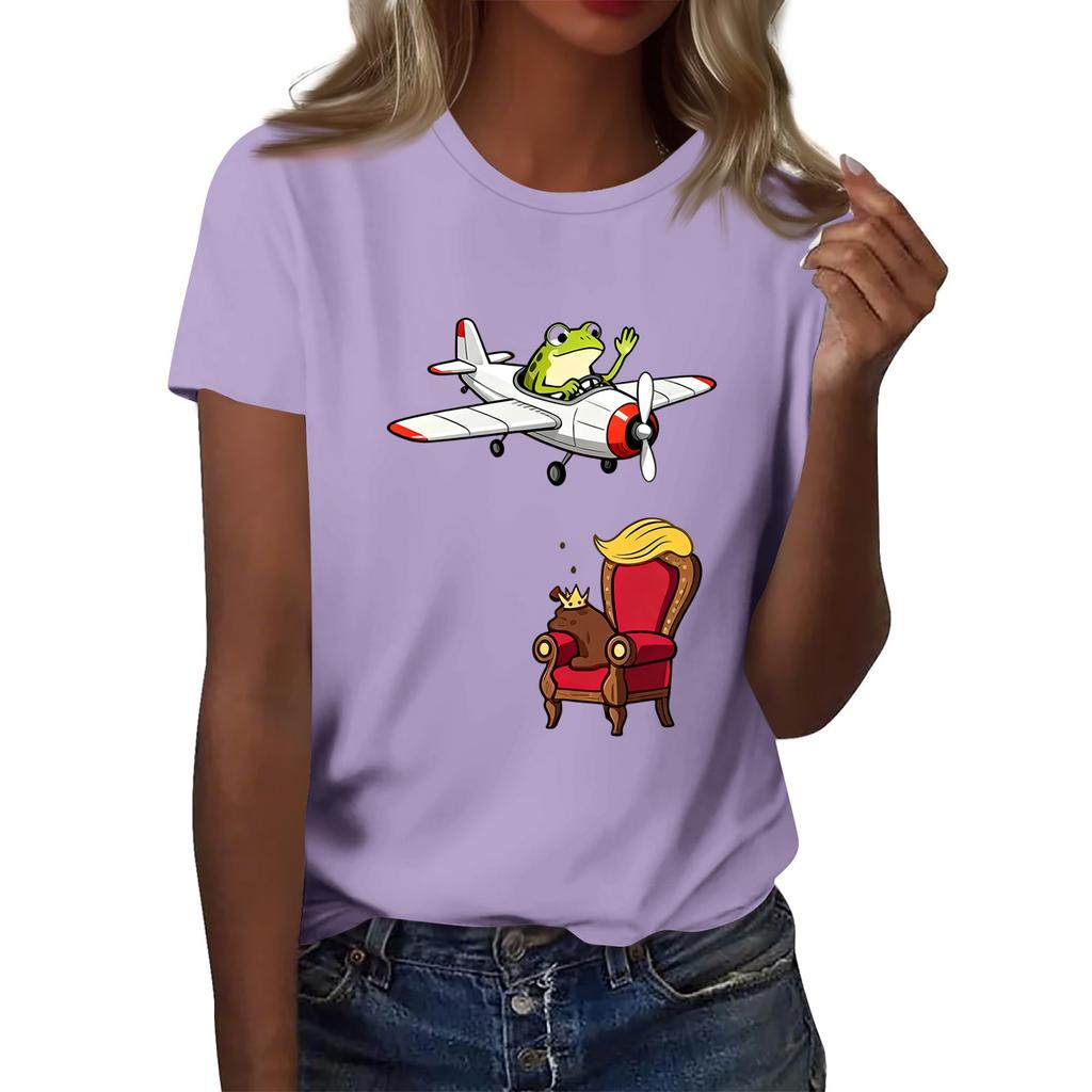 Women's Printed Round Neck Short Sleeve Top