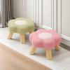 Taburet Floare cu Picioare din Lemn Perna din Catifea Nor Taburet Suport pentru Picioare Living Dormitor Canapea Sofa Sub Birou Scaun Căptușit Scaun pentru Toaletă
