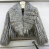 Real Raccoon Fur Coat Quilted Braided Large Lapel Fur Coat High Waist Short Style Youthful Temperament Winter Top