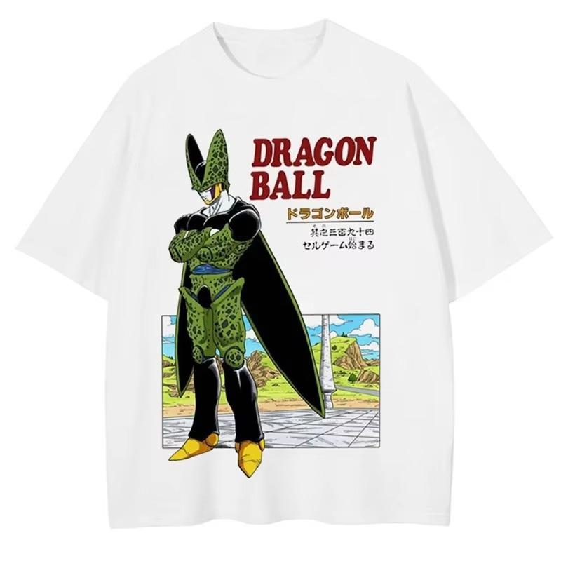 Unisexs Tshirt Japanese Anime Dragon Ball Print Tshirt Harley Cooku Cotton Tshirt Pop Street Style Shortsleeved Top White
