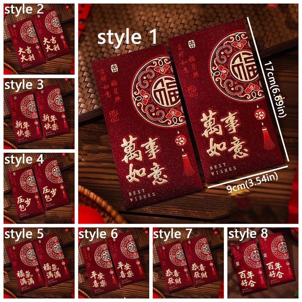 6pcs Blessing Gift Hot Gold 2026 Horse Year Red Envelope Art Paper Hongbao Red Packet Traditional Gift Envelope Lunar Year