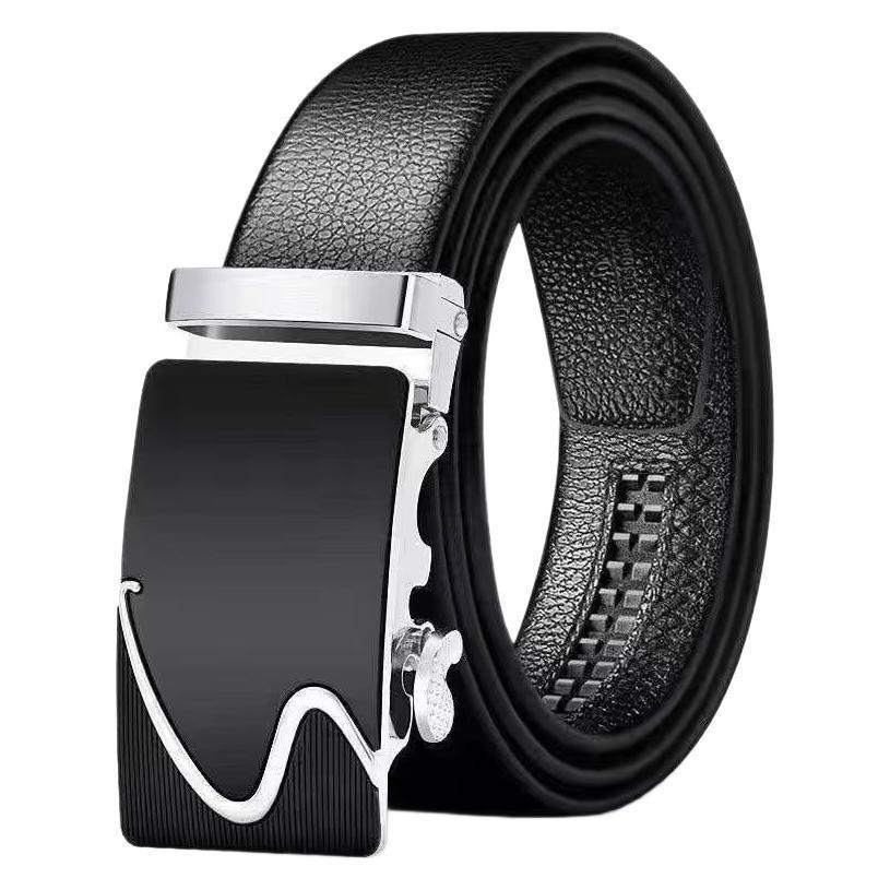 Trendy Youth & Middle-Aged Men's Genuine Leather Automatic Buckle Belt - Korean Style for Casual & Business Wear