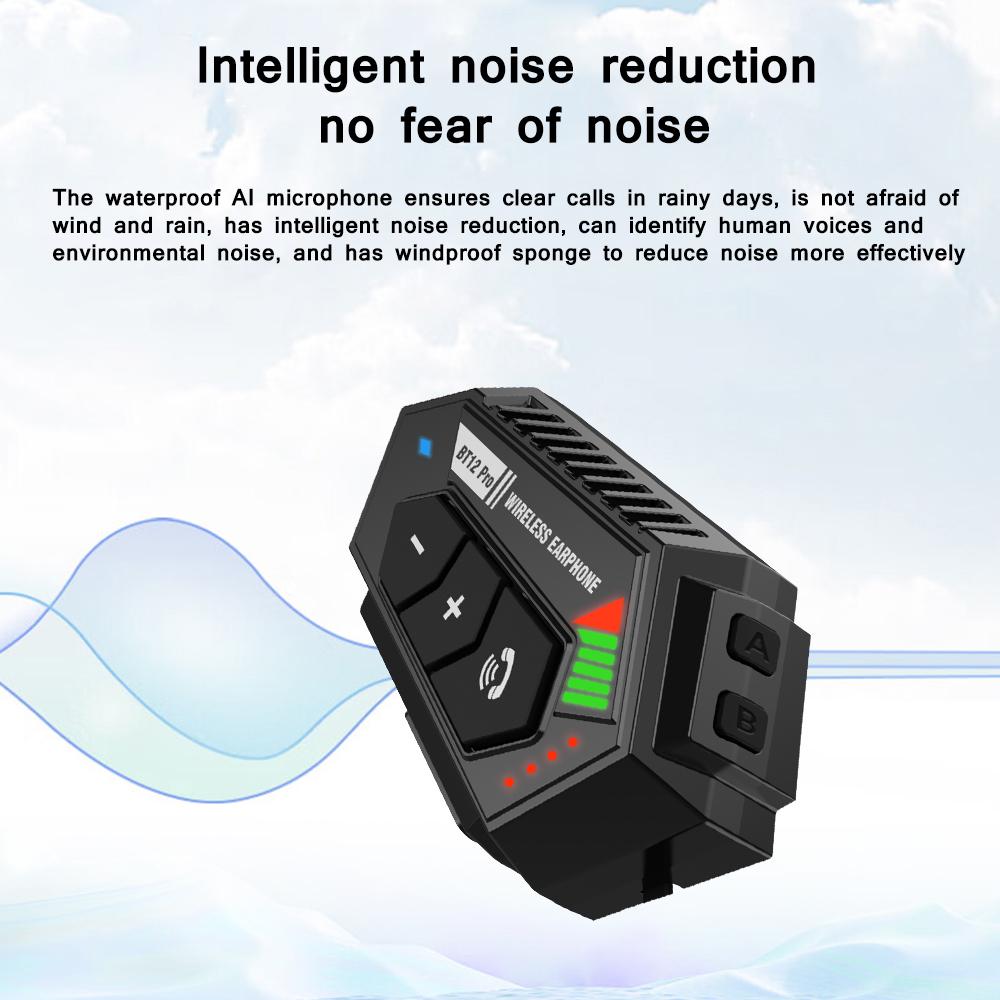 BT12 Pro 2000mah Motorcycle Bluetooth Helmet Headset Wireless Hands-free Call Stereo Waterproof Music Player for Moto Earphone