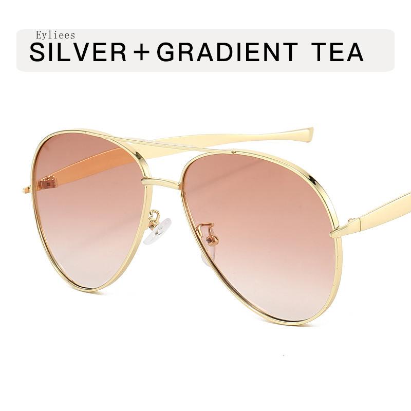 

Clear Brown Oversized Pilot Sunglasses Women Men Unisex Luxury Metal Brand Sunglasses Female Unique Metal Frame Double Bridge