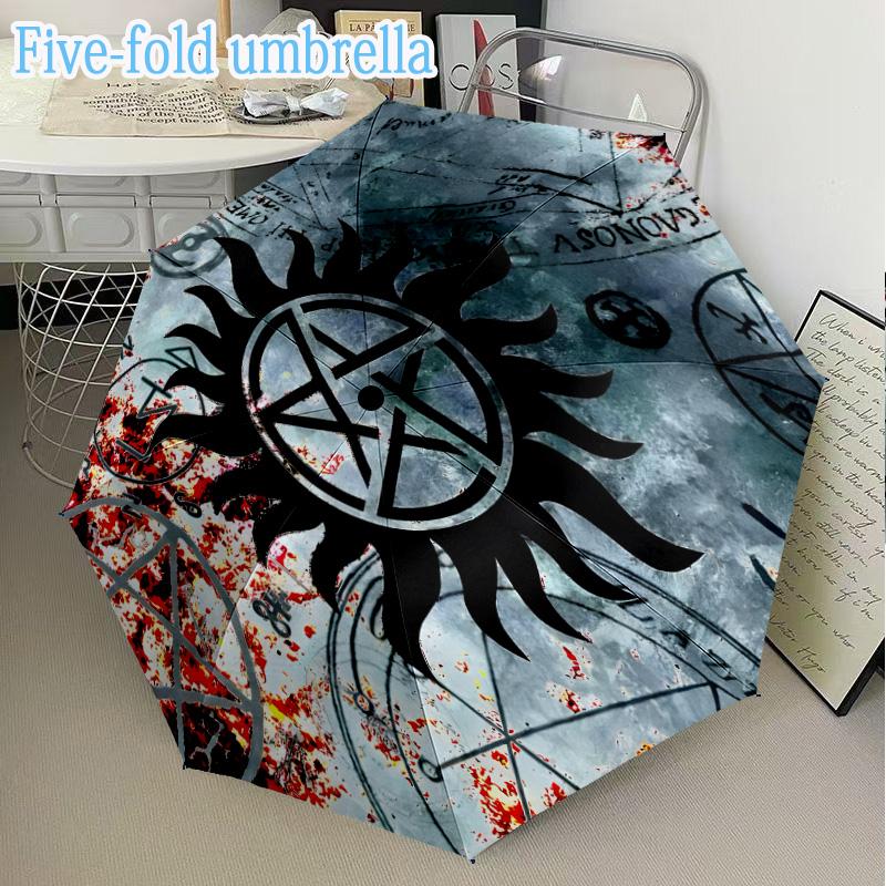 Natural Symbolism Mini Umbrella, 5-Fold, Lightweight, Retractable Umbrella Features 8 Ribs, Ideal for Outdoor Use Birthday Gifts