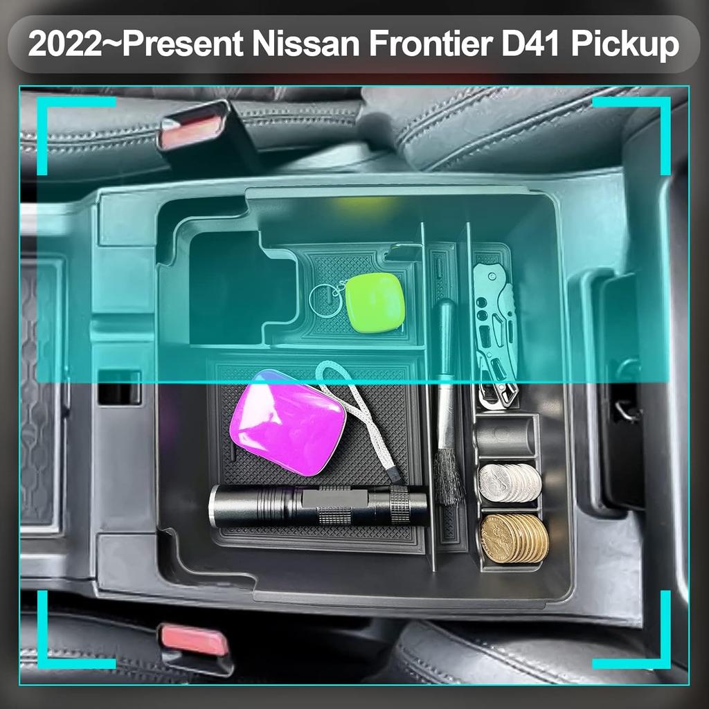 CDEFG For   2024 2025 Frontier Pickup Truck Center Console Organizer 2024 2025 Frontier Truck Armrest Storage Box -2024 2025 Frontier Truck