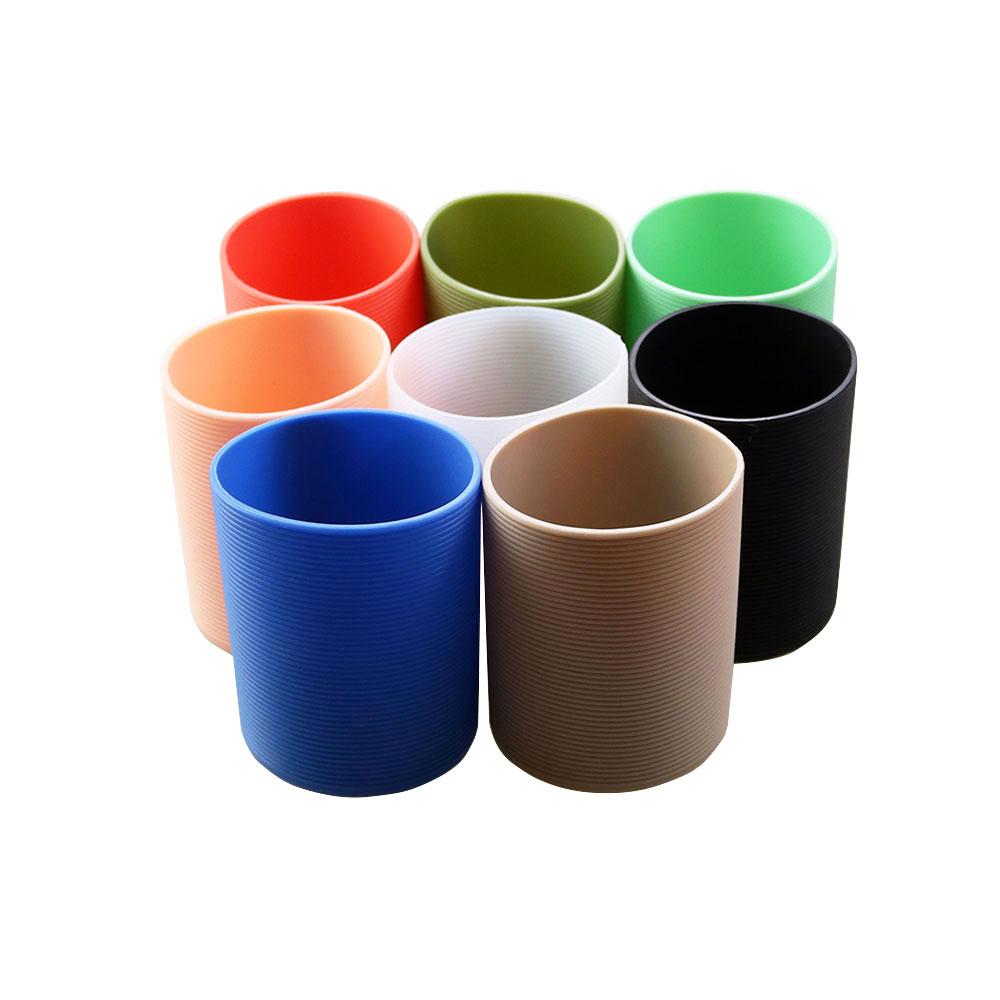 6.5CM Silicone Heat Insulated Cup Sleeve Stripes Non-slip Wraps Protective For Glass Cup Sleeve Water Bottle Kettle Cover