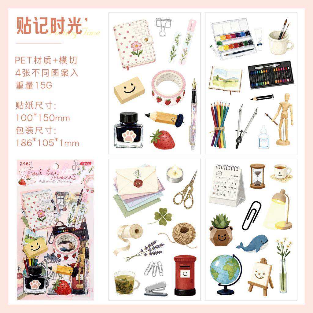 4/24sheets Creative Life Small Items Die Cutting PET Stickers DIY Diary Scrapbooking Materials Cute Stationery Stickers