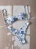 European And American Printed Bikini Swimsuit Female Sexy Lace-Up Halter Split Two-Piece Bikini Vacation Swimsuit