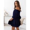 JKASHDK Women's Fashion Spring Fall Solid Color Print Long Sleeve One Shoulder High Waist Casual Dresses