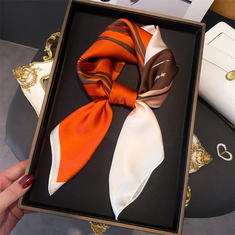 Fashion Paisley Print Luxury Brand Silk 70cm Square Scarf Women Satin Shawls Neckerchief Wrap Scarves Bandana Hair Hjiab Floral