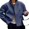 Women's Double-Breasted Solid Color Wool Coat Casual Elegant British Style Versatile Top for Women