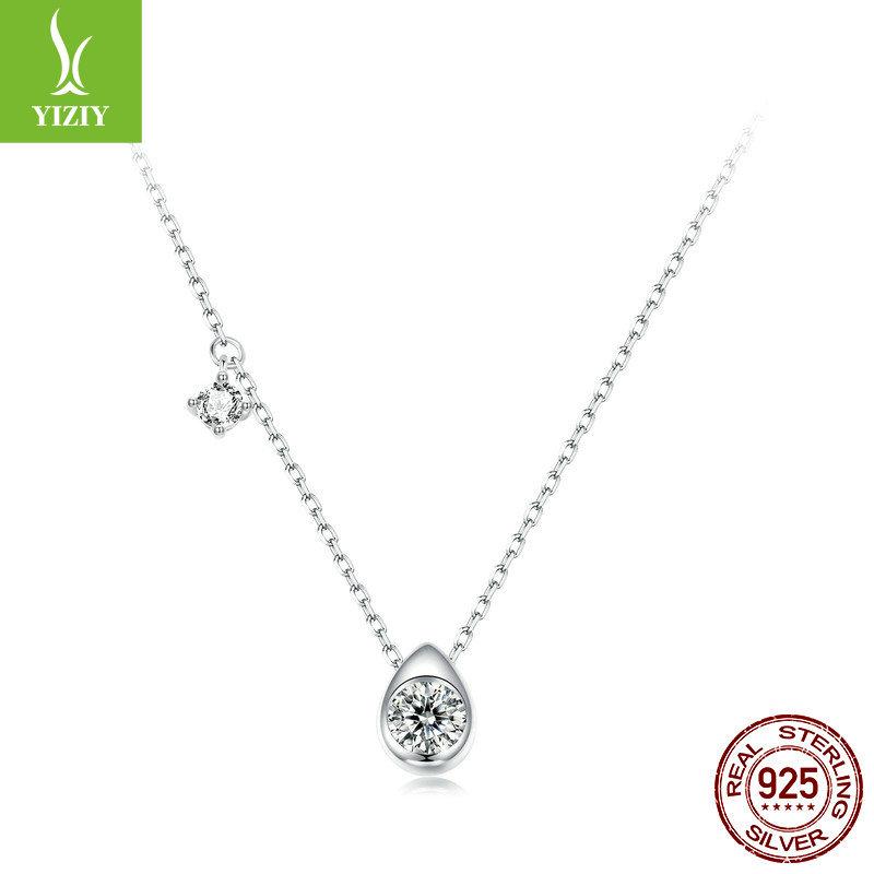 50 Points Moissanite Water Drop Necklace, Charm Temperament S925 Sterling Silver Sparkling Collarbone Chain Jewelry