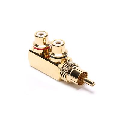 Vergoldeter AV Audio Splitter Stecker Cinch Adapter 1 Stecker auf 2 Buchsen F-Stecker