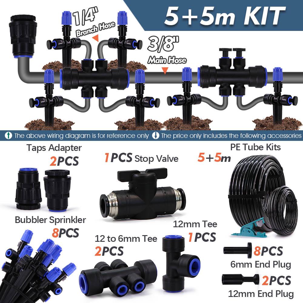 

3/8 Капельная система полива 360° Регулируемый дождеватель с 6-сторонним быстрым соединением Теплица Сад Сельское хозяйство Поливочные форсунки