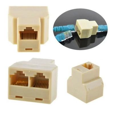 2pcs 1 To 2 Dual RJ45 Splitter Adapter Female Port CAT5/6 LAN Ethernet Socket Network Connection Splitter Adapter
