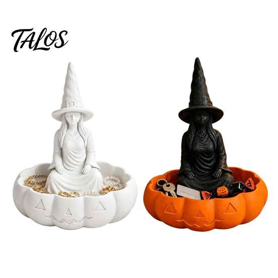 Waterproof Storage Tray for Vanity Halloween Witch Jewelry Dish, Gothic Trinket Desktop Small Hair Ties Rings Keys Home Office Decor Decorative Dish