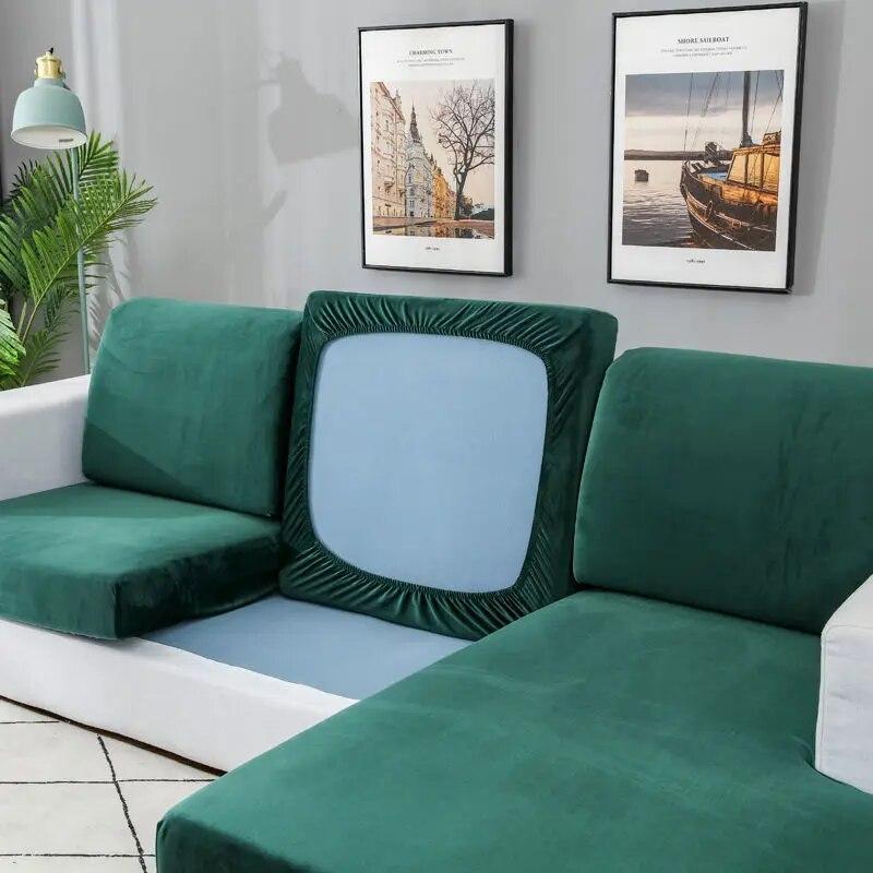 Velvet Sofa Cover Elastic Backrest Cover Thick Solid Color Living Room Corner Sofa Bed Furniture Protection Cover Super Soft