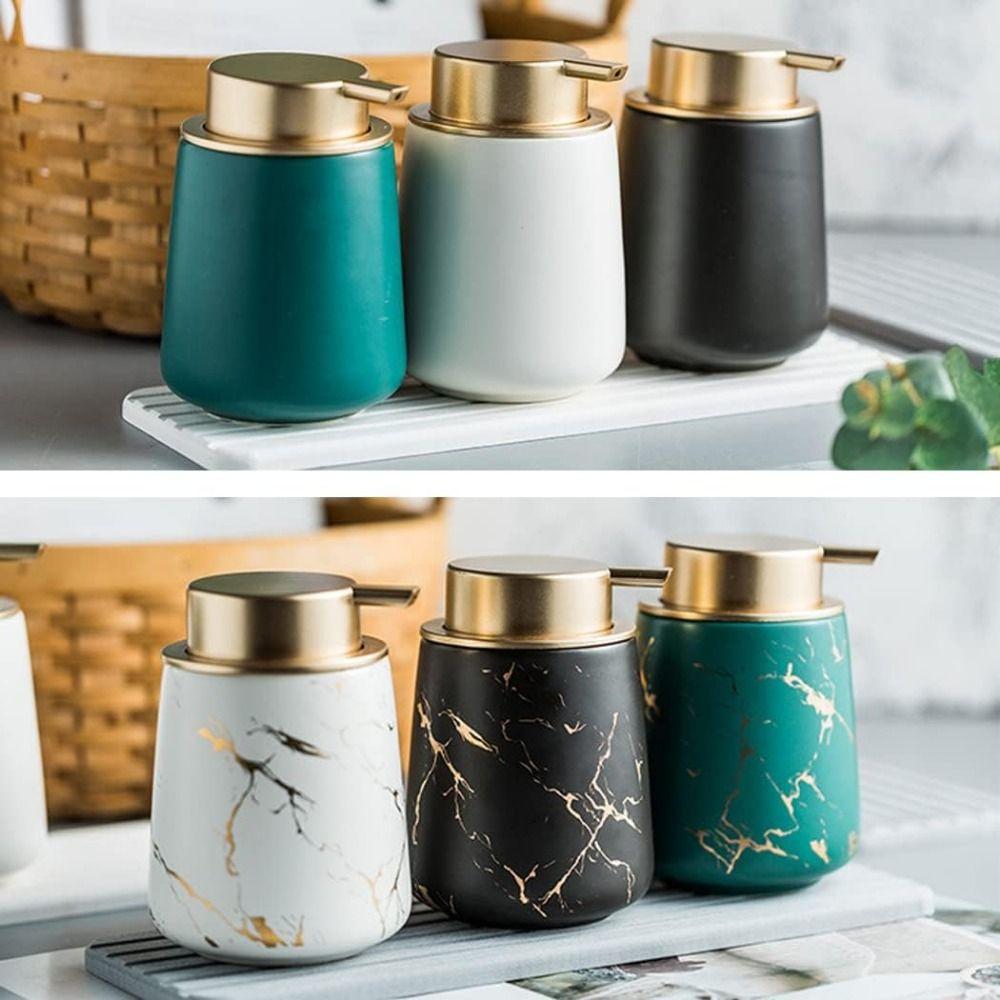 Easy To Press Lotion Soap Bottle Ceramic Gel Hand Sanitizer Bottle Soap Pump Dispensers  Kitchen