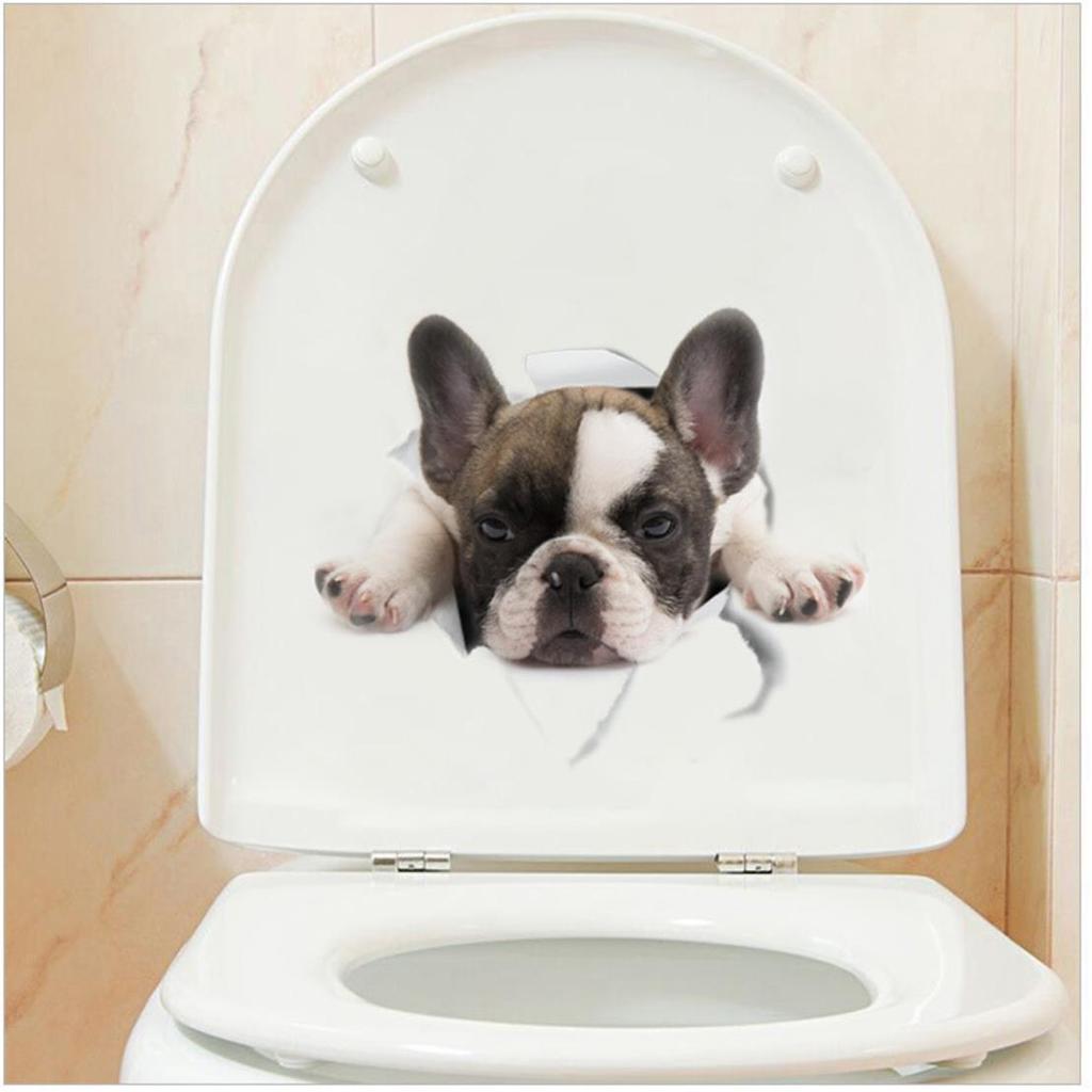 Cartoon Cat Toilet Sticker Bathroom and Bathroom Beautification Decoration Toilet Lid Waterproof 3D Self-Adhesive Sticker