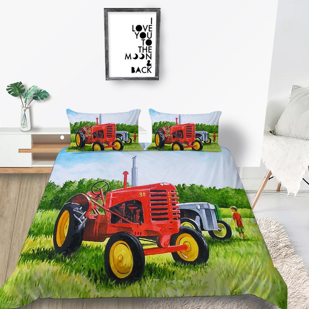 3D Industrial Style Bedding Set Car Printed Duvet Cover 2/3 Pieces AU180 * 210 Full Size Boy Room Soft Machine Washable Home Decoration