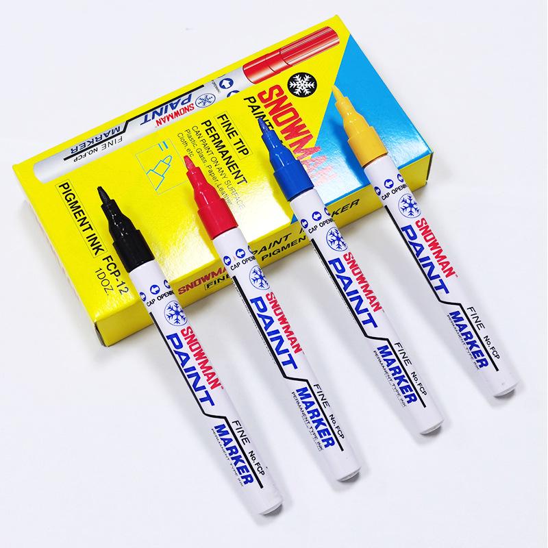 Alcohol-Resistant Snowman Paint Marker 1.0mm, Black & White, Fade-Proof, Low Halogen Touch-Up Pen