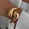 Ingemark Creative Punk Smooth Water Drop Open Bangles for Women Hip Hop Gold Color Geometric Spring Bracelet Men Jewelry Gift