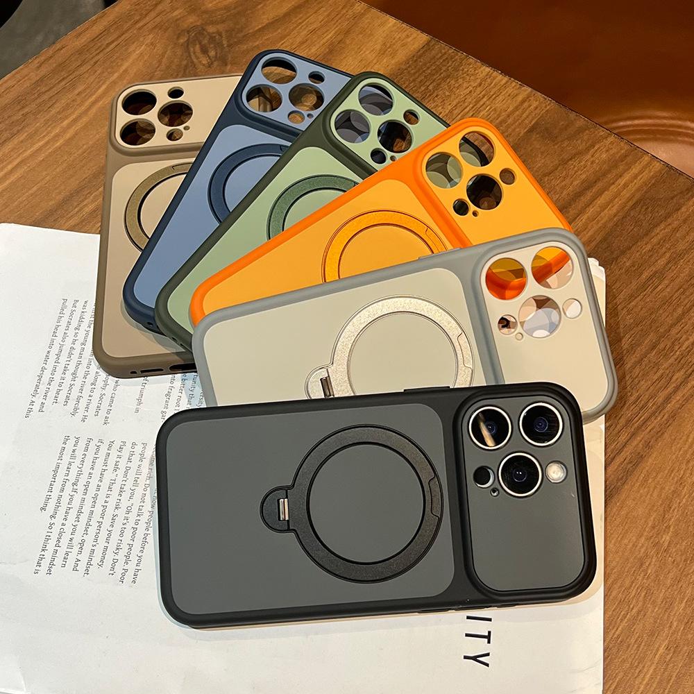 360 ° Rotating Magnetic Suction Bracket Is Suitable for Apple 16promax Mobile Phone Case Ip17 Advanced Skin-sensitive Contrasting Case