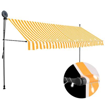Vidaxl Hand-Rolled Awning with LED, 350 Cm, White-Orange