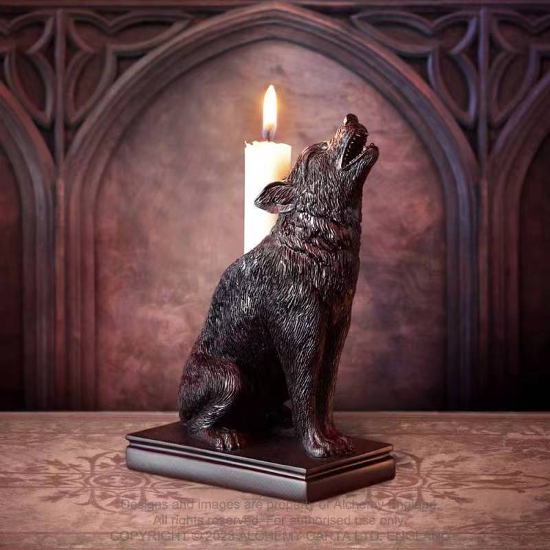 New Halloween Home Decor Gothic Candlestick Black Cat Home Decoration Resin Ornament Desk Crafts Home Decoration Accessories