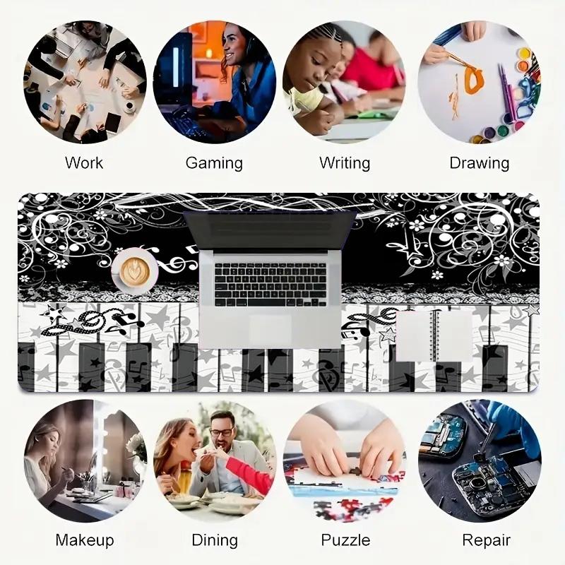 Music Notes Xl Gaming Mouse Pad Nonslip Rubber Base Stitched Edge Waterproof Desk Mat For Pc Laptop Gamer Office Computer Accessories C92912