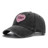 Korean hat women's fashion autumn and winter love embroidery washed baseball cap pink cap retro couple visor