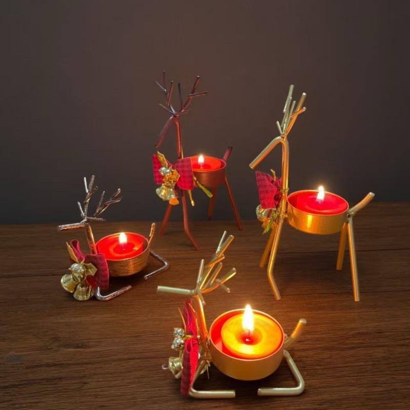 Exquisite Candlestick Decoration Christmas Reindeer Candlestick Durable Iron Candlestick Christmas Halloween Home Decoration