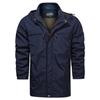 Winter Medium and Long Jacket Men's Thermal Hooded Jacket Solid Color Casual Jacket