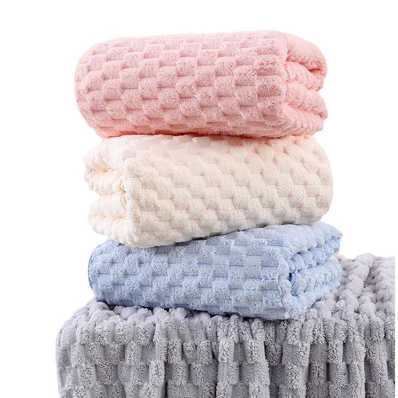 Schnelltrocknendes Korallenfleece 3-teiliges Handtuchset - Saugfähige Baumwolle für Bad, Strand & Zuhause