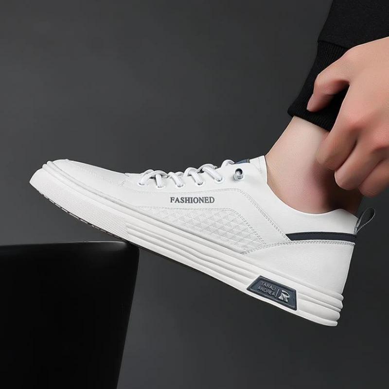 Men Leather Board Shoes Platform Versatile Sports Lightweight Tenis Masculino Casual Shoes Comfortable Anti Slip Shoes