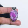 Natural Purple Turquoise Gemstone Silver Pendant In 925 Sterling Silver - Handmade Pear Design, Everyday Wear Jewelry Gift For Her