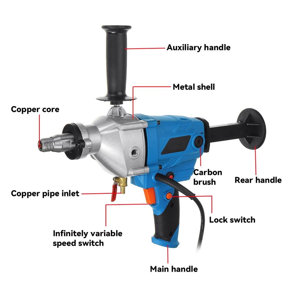 220V 4300W 120mm Electric Diamond Core Drill Dry Wet Handheld Concrete Core Drilling Machine Water Drill with Handle