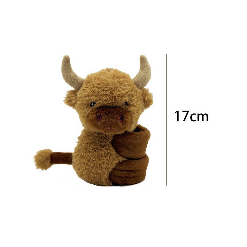 

Atwoods Highland Cow Plush Toy With Bow For Kids Room Decor Ring
